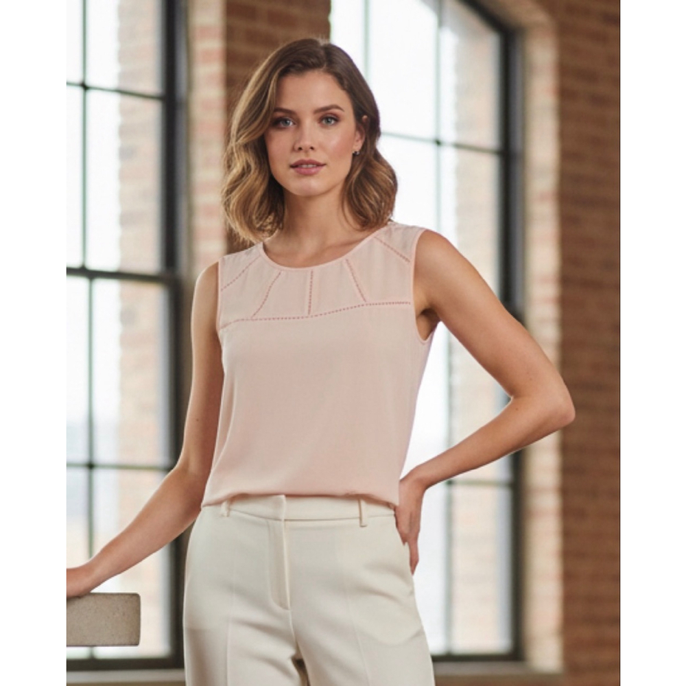 LOFT Pale Pink Sleeveless Chiffon Top Size M